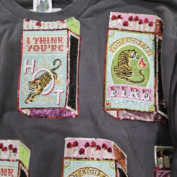 Queen Of Sparkles Sequin Tiger Matches Patchwork Sweatshirt - Picture 5 of 7